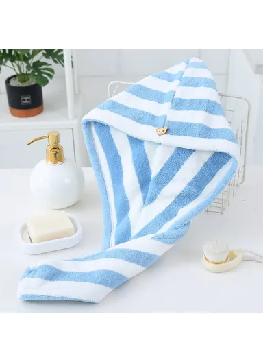 Magic Shower Cap Quick Dry Bath Towel Turban Hair Wrap - Blue