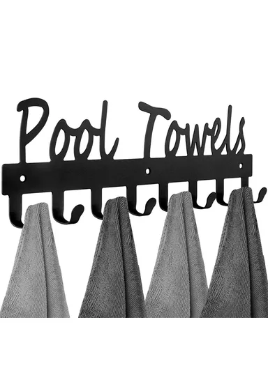 Towel Rack with 8 Hooks Wall Mounted Hanger for Bathroom Pool Shower Clothes Towels Keys Storage