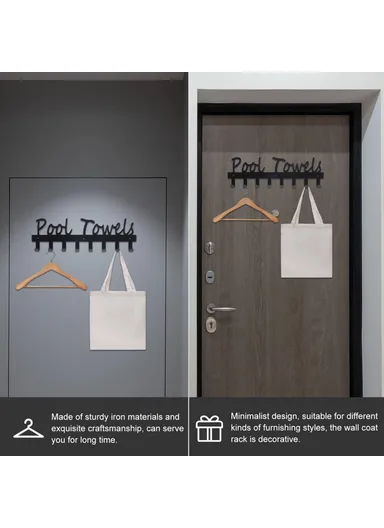 Towel Rack with 8 Hooks Wall Mounted Hanger for Bathroom Pool Shower Clothes Towels Keys Storage