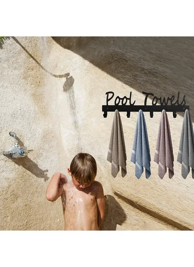 Towel Rack with 8 Hooks Wall Mounted Hanger for Bathroom Pool Shower Clothes Towels Keys Storage
