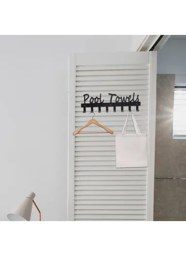 Towel Rack with 8 Hooks Wall Mounted Hanger for Bathroom Pool Shower Clothes Towels Keys Storage