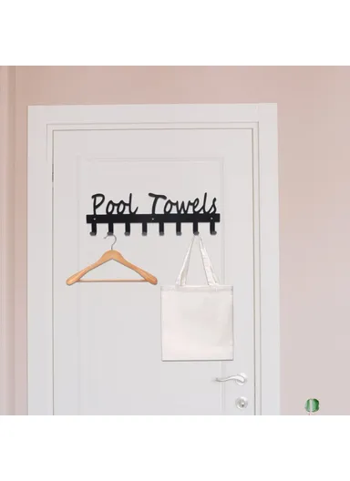 Towel Rack with 8 Hooks Wall Mounted Hanger for Bathroom Pool Shower Clothes Towels Keys Storage