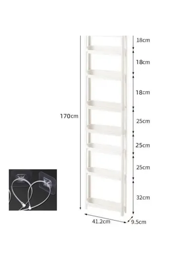 8-Tier Bathroom Door Gap Narrow Space Storage Rack 9.5cm Ultra Slim Space Saving Organizer Shelf