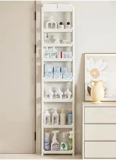 8-Tier Bathroom Door Gap Narrow Space Storage Rack 13.5cm Slim Space Saving Organizer Shelf