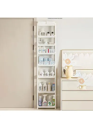 8-Tier Bathroom Door Gap Narrow Space Storage Rack 13.5cm Slim Space Saving Organizer Shelf