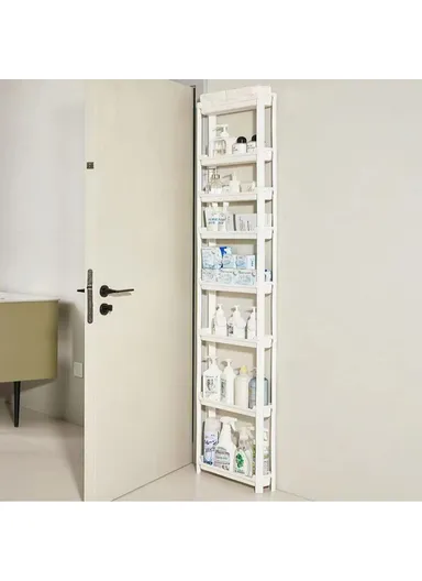 8-Tier Bathroom Door Gap Narrow Space Storage Rack 13.5cm Slim Space Saving Organizer Shelf