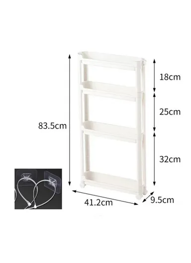 4-Tier Bathroom Door Gap Narrow Space Storage Rack 9.5cm Ultra Slim Space Saving Organizer Shelf