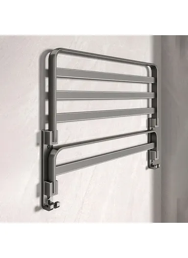 40cm Folding Wall Mounted Towel Holder Bathroom Metal Storage Rack Punching Free for Washroom / Toilet