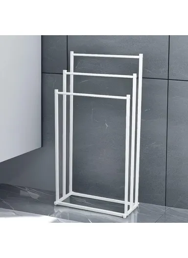 3-Tier Standing Towel Rack Bathroom Metal Towel Storage Organizer Stand - White