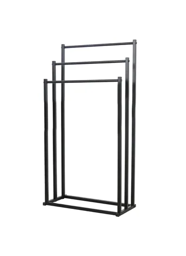 3-Tier Standing Towel Rack Bathroom Metal Towel Storage Organizer Stand - Black
