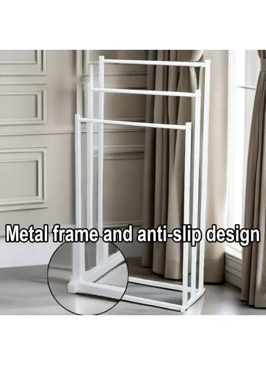 3-Tier Standing Towel Rack Bathroom Metal Towel Storage Organizer Stand - Black