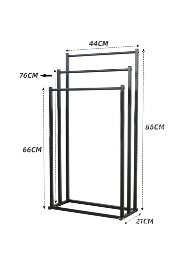 3-Tier Standing Towel Rack Bathroom Metal Towel Storage Organizer Stand - Black