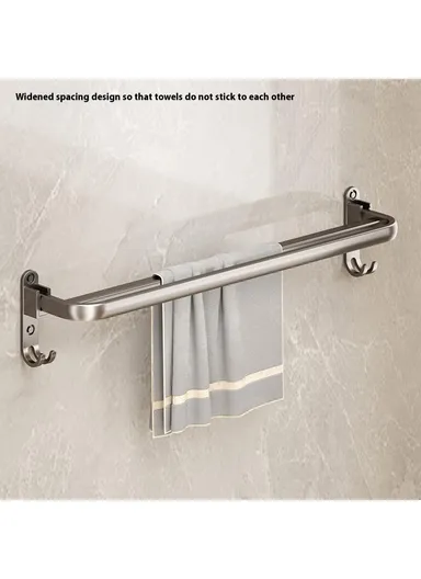 Folding Wall Mounted Towel Rack 40cm Aluminum Alloy Bathroom Organizer No Drilling for Washroom / Shower
