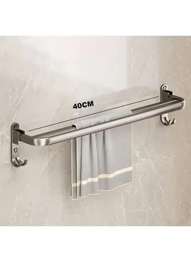 Folding Wall Mounted Towel Rack 40cm Aluminum Alloy Bathroom Organizer No Drilling for Washroom / Shower