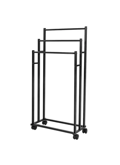 Carbon Steel Movable Towel Hanging Rack Storage Shelf Floor Standing Bathroom Towel Organizer