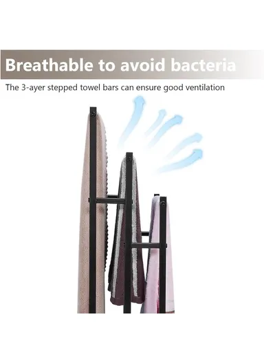 Carbon Steel Movable Towel Hanging Rack Storage Shelf Floor Standing Bathroom Towel Organizer