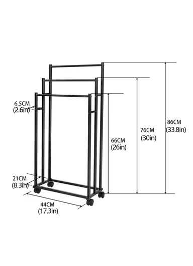 Carbon Steel Movable Towel Hanging Rack Storage Shelf Floor Standing Bathroom Towel Organizer