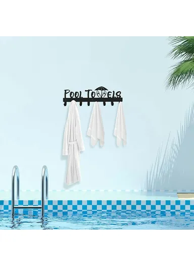Wall Mounted Towel Rack 8 Hooks Hanger for Bathroom Pool Shower Clothes Key Holder Storage Organizer