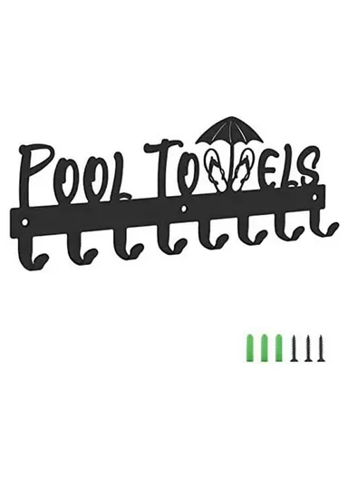 Wall Mounted Towel Rack 8 Hooks Hanger for Bathroom Pool Shower Clothes Key Holder Storage Organizer