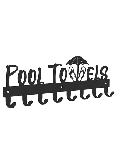 Wall Mounted Towel Rack 8 Hooks Hanger for Bathroom Pool Shower Clothes Key Holder Storage Organizer