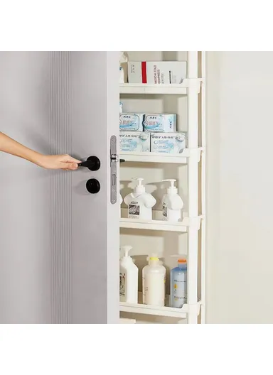 4-Tier Bathroom Door Gap Narrow Space Storage Rack 13.5cm Slim Space Saving Organizer Shelf