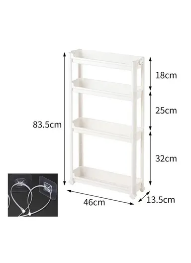 4-Tier Bathroom Door Gap Narrow Space Storage Rack 13.5cm Slim Space Saving Organizer Shelf