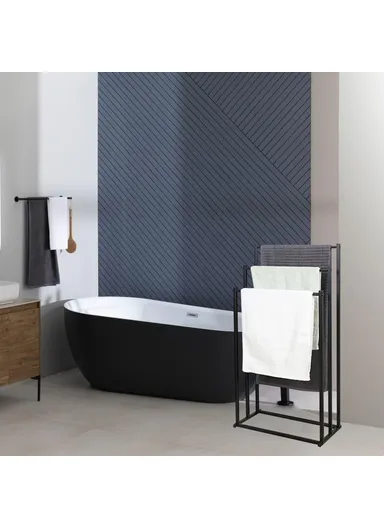 Space Saving Standing Towel Rack 3 Bars Carbon Steel Storage Stand for Bathroom Bedroom Balcony