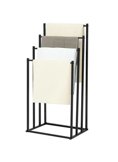 Standing Towel Rack Carbon Steel 4 Tier Hanging Rail Bathroom Balcony Storage Organizer
