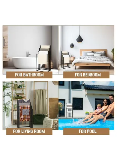 Standing Towel Rack Carbon Steel 4 Tier Hanging Rail Bathroom Balcony Storage Organizer