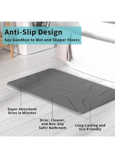 60 x 39cm Quick Dry Diatomite Bath Mat Non Slip Absorbent Bathroom Floor Mat for Shower Toilet Entrance - Style A