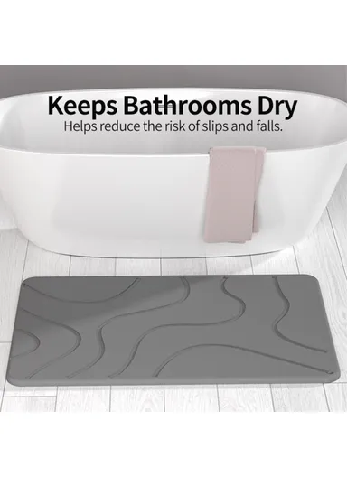 60 x 39cm Quick Dry Diatomite Bath Mat Non Slip Absorbent Bathroom Floor Mat for Shower Toilet Entrance - Style B
