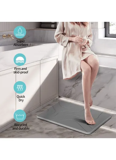60 x 39cm Quick Dry Diatomite Bath Mat Non Slip Absorbent Bathroom Floor Mat for Shower Toilet Entrance - Style C