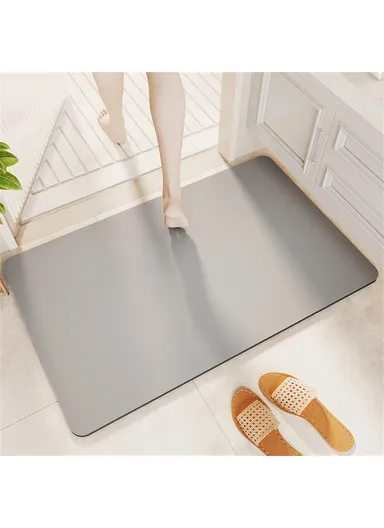 60 x 90cm Diatomite Quick Dry Bathroom Mat Absorbent Non Slip Floor Rug for Entrance - Light Grey