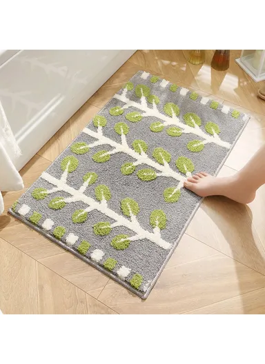 50 x 80cm Tree Pattern Faux Cashmere Rug Bathroom Carpet Water Absorbent Non Slip Floor Mat