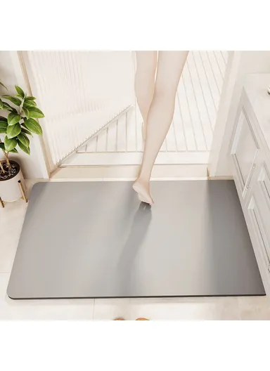 50 x 80cm Diatomite Quick Dry Bathroom Mat Absorbent Non Slip Floor Rug for Entrance - Light Grey