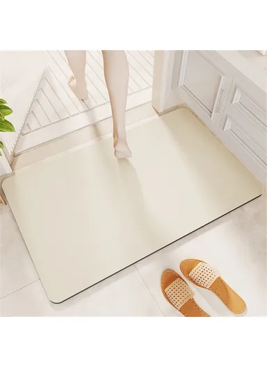 50 x 80cm Diatomite Quick Dry Bathroom Mat Absorbent Non Slip Floor Rug for Entrance - White