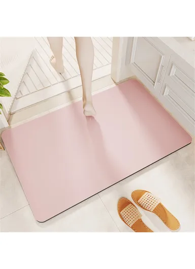 50 x 80cm Diatomite Quick Dry Bathroom Mat Absorbent Non Slip Floor Rug for Entrance - Pink