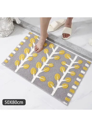 50x80cm Tree Leaf Pattern Super Soft Floor Mat Water Absorbent Carpet Non-slip Bathroom Rug Door Mat - Yellow Tree/50x80cm