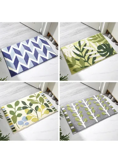 50x80cm Tree Leaf Pattern Super Soft Floor Mat Water Absorbent Carpet Non-slip Bathroom Rug Door Mat - Yellow Tree/50x80cm