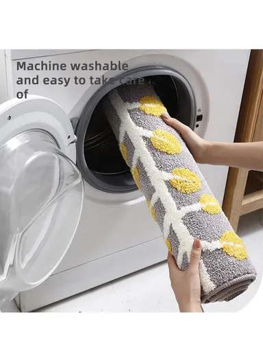 50x80cm Tree Leaf Pattern Super Soft Floor Mat Water Absorbent Carpet Non-slip Bathroom Rug Door Mat - Yellow Tree/50x80cm