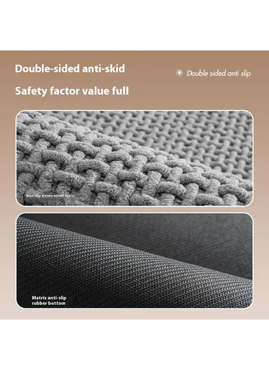 50 x 80cm Chenille Bath Mat Water Absorbent Non Slip Bathroom Rug for Doorway Entrance - Black
