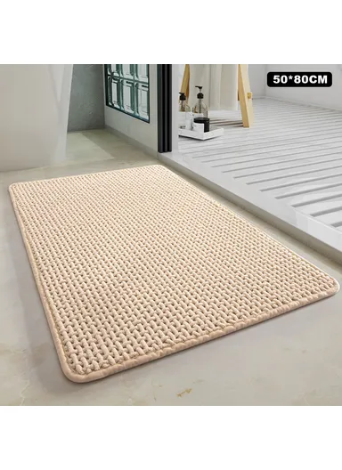 50 x 80cm Chenille Bath Mat Water Absorbent Non Slip Bathroom Rug for Doorway Entrance - Beige