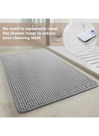 50 x 80cm Chenille Bath Mat Water Absorbent Non Slip Bathroom Rug for Doorway Entrance - Grey