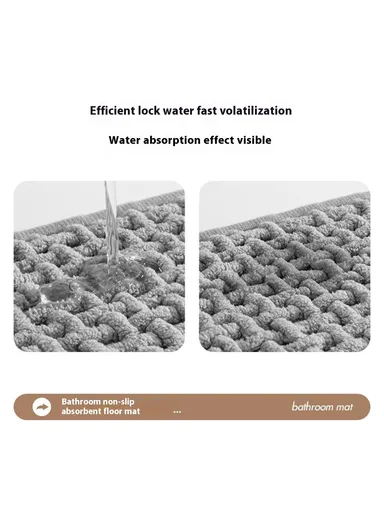 50 x 80cm Chenille Bath Mat Water Absorbent Non Slip Bathroom Rug for Doorway Entrance - Grey