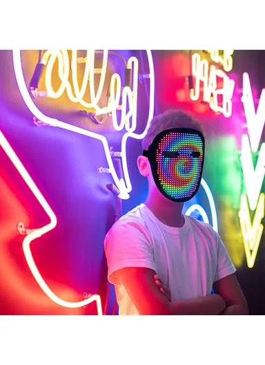 Kids LED Mask Gesture Face Changing Glowing Mask Halloween Party Carnival Dance Props