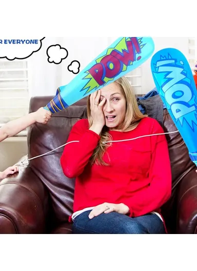 40cm Inflatable Baseball Bat Balloon Baseball Party Supplies POW Letter PVC Sports Theme Toy - Blue