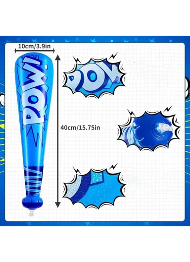 40cm Inflatable Baseball Bat Balloon Baseball Party Supplies POW Letter PVC Sports Theme Toy - Orange
