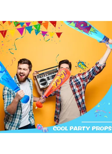40cm Inflatable Baseball Bat Balloon Baseball Party Supplies POW Letter PVC Sports Theme Toy - Orange