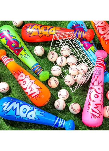 40cm Inflatable Baseball Bat Balloon Baseball Party Supplies POW Letter PVC Sports Theme Toy - Orange