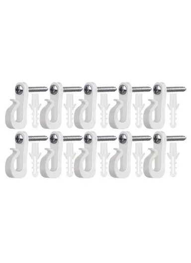 10-Pack Outdoor Hanging Plant Hooks for String Lights - Heavy-Duty Screw-In Expansion Anchors - White